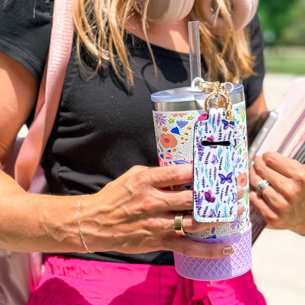 Butterfly Love Tumbler Accessory Set, Purple Handle, Straw Topper & More
