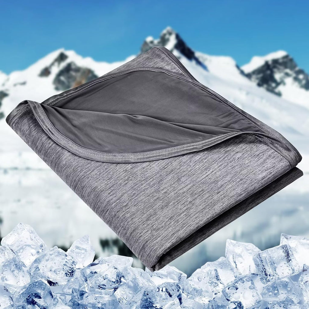Cooling Blanket for Hot Sleepers Throw, Black 50"X70" | Dual-Sided Mica Nylon Cool, Q-Max 0.439 Instant Cool, Lightweight & Breathable for Night Sweats & Menopause, Machine Washable