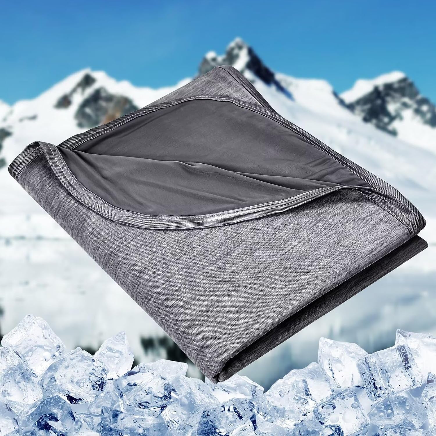 Cooling Blanket for Hot Sleepers Throw, Black 50"X70" | Dual-Sided Mica Nylon Cool, Q-Max 0.439 Instant Cool, Lightweight & Breathable for Night Sweats & Menopause, Machine Washable