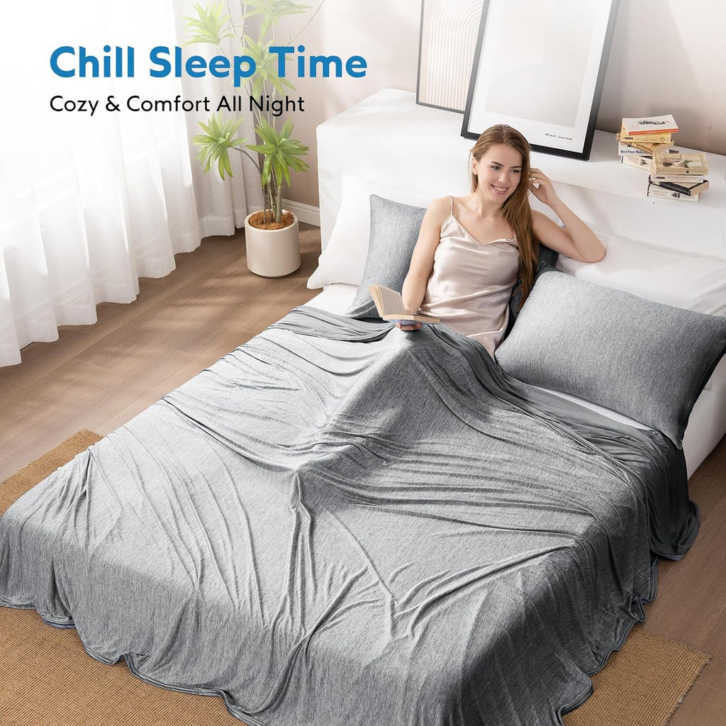 Cooling Blanket for Hot Sleepers Throw, Black 50"X70" | Dual-Sided Mica Nylon Cool, Q-Max 0.439 Instant Cool, Lightweight & Breathable for Night Sweats & Menopause, Machine Washable