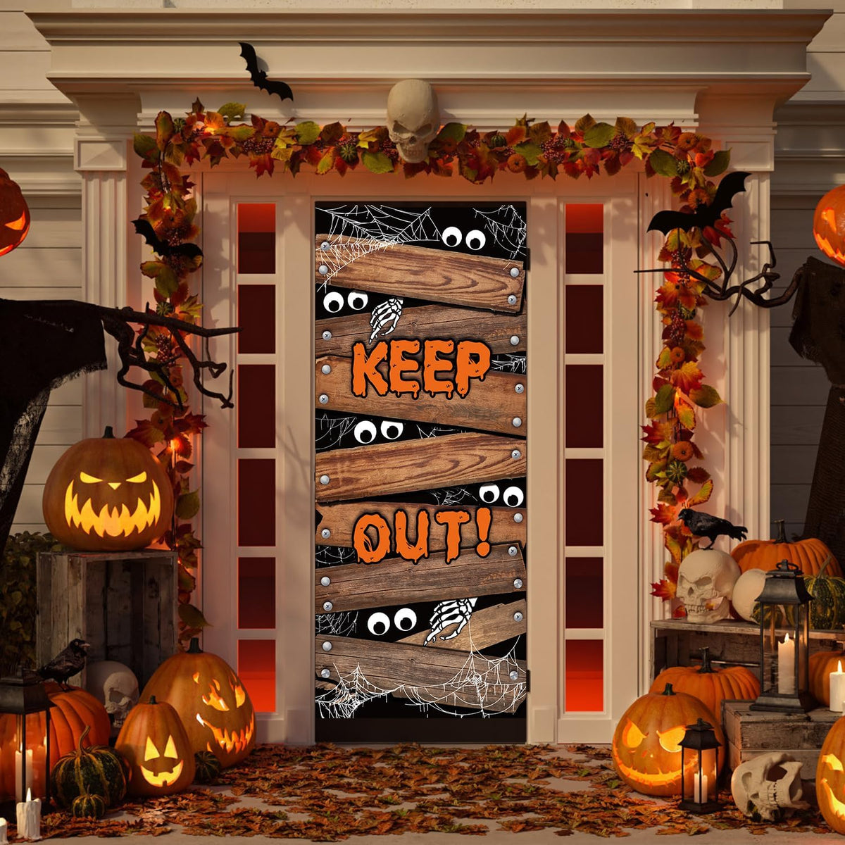 Halloween Door Decorations Halloween Door Cover Large Fabric Halloween Decorations for Front Door Halloween Porch Sign for Halloween Party Decorations