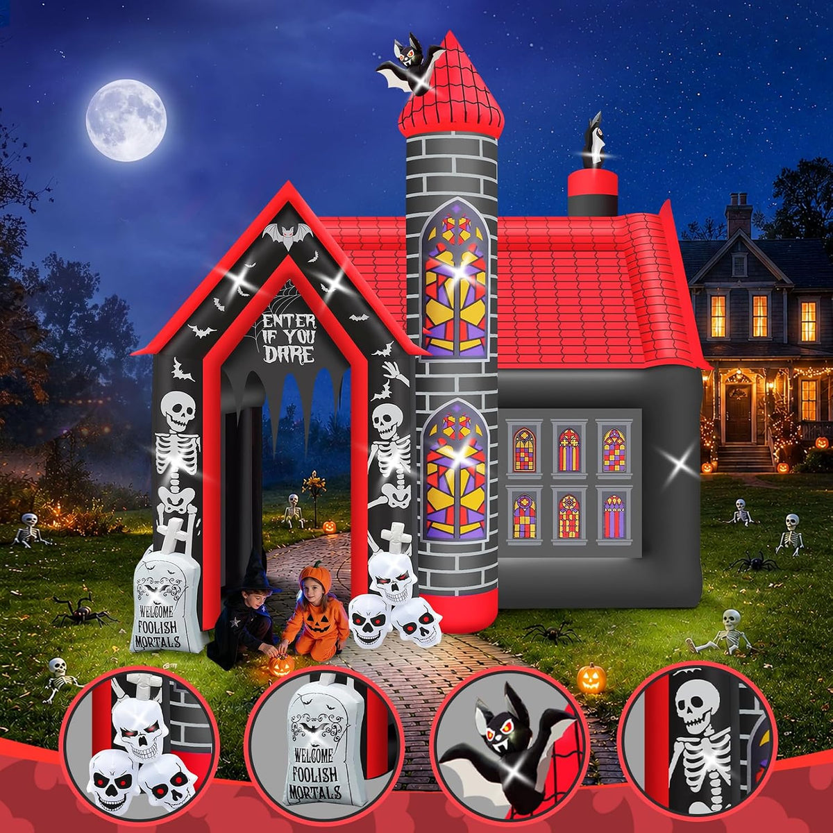 10FT Halloween Inflatable Archway,L-Shape Haunted House Inflatable