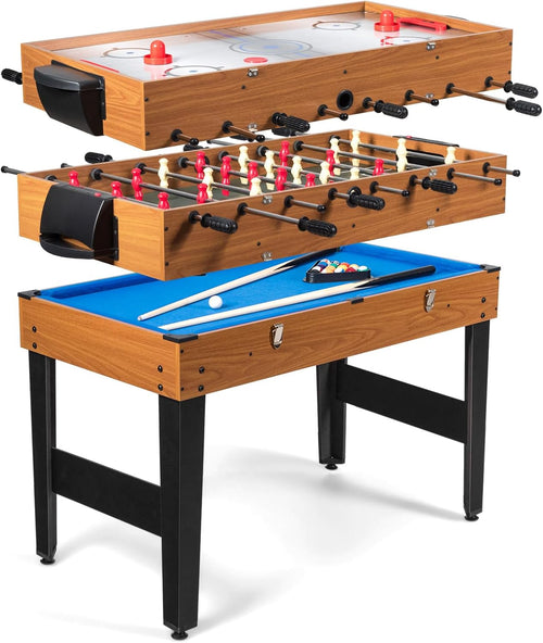 3-In-1 Multi Game Table, 48 Inch Combination Game Tables with Foosball, Hockey, Billiards, Combo Game Table Set for Adults Kids Gifts Family Night Arcade Game Room