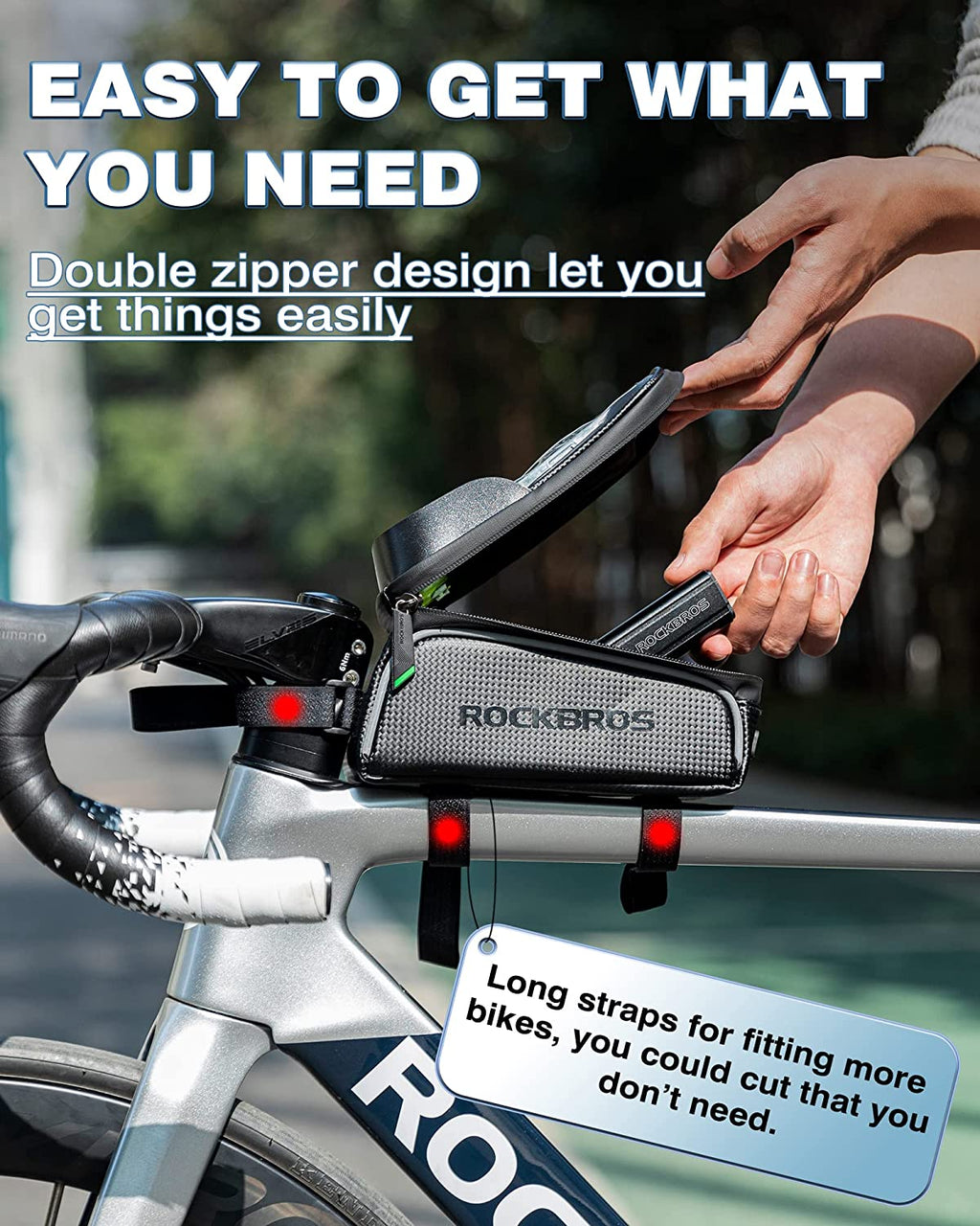 Bike/Bicycle Phone Front Frame Bag, Waterproof, Tube Cycling Pouch