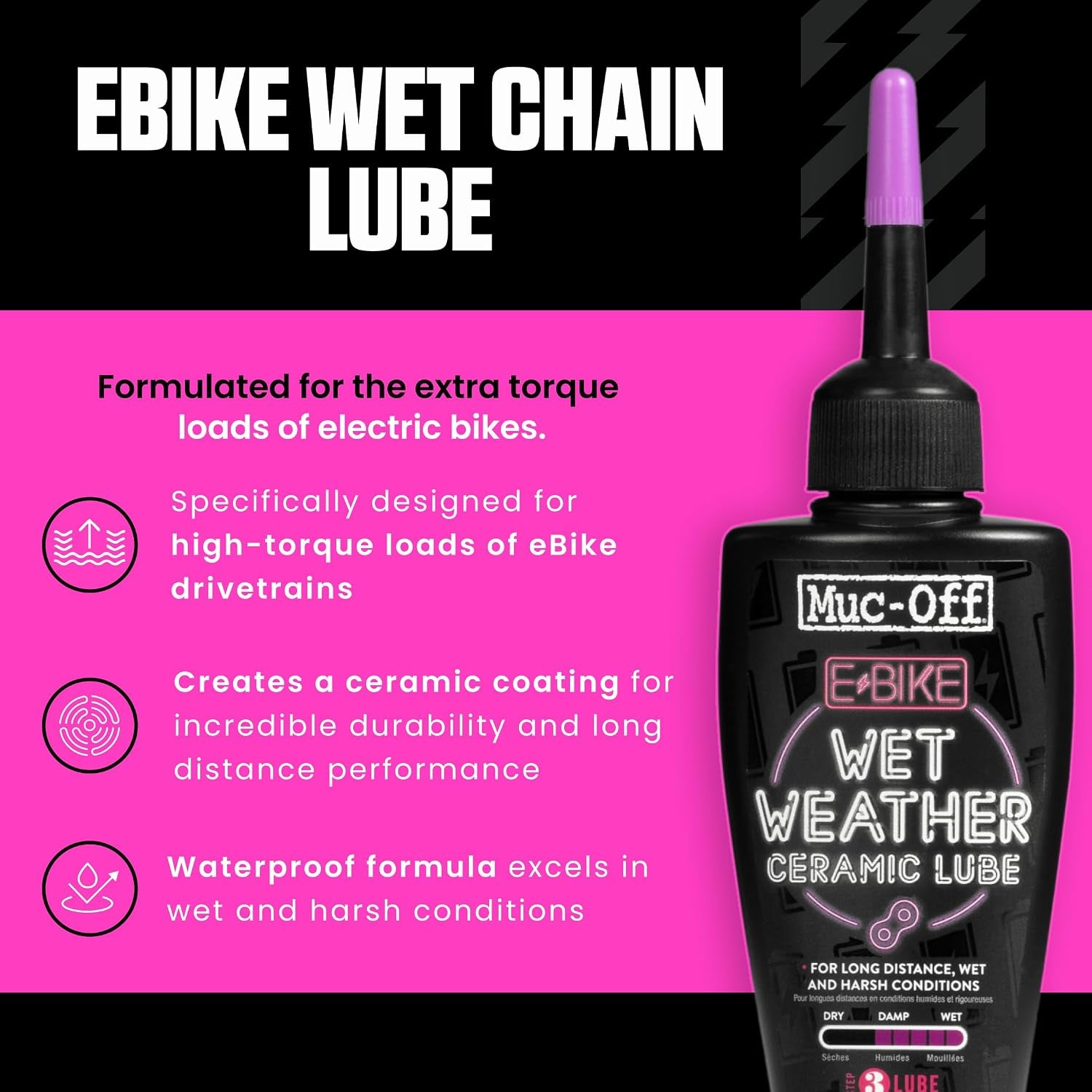 Ebike Wet Weather Chain Lube - Ceramic Coating Bike Chain Oil for Electric Bikes - Ultra Durable, Reduces Friction, Waterproof Protection - 50Ml | Ceramic Coating Bike Chain Oil for Electric Bikes, Ultra Durable, Reduces Friction, Waterproof Protection