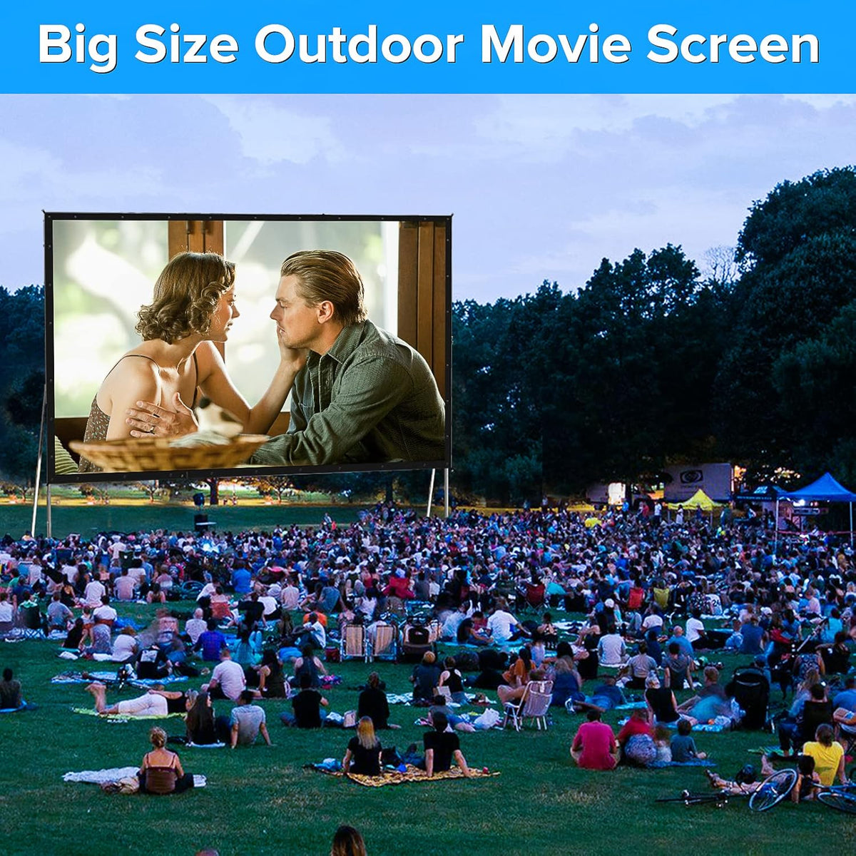 Projector Screen 200 Inch, 3-Layers PVC Projector Screen with Stand | Anti-Light Screen,Wind-Resistant Aluminum Frame with Road Case,178° View Angle for Large Outdoor 4K Stage & Commercial Events