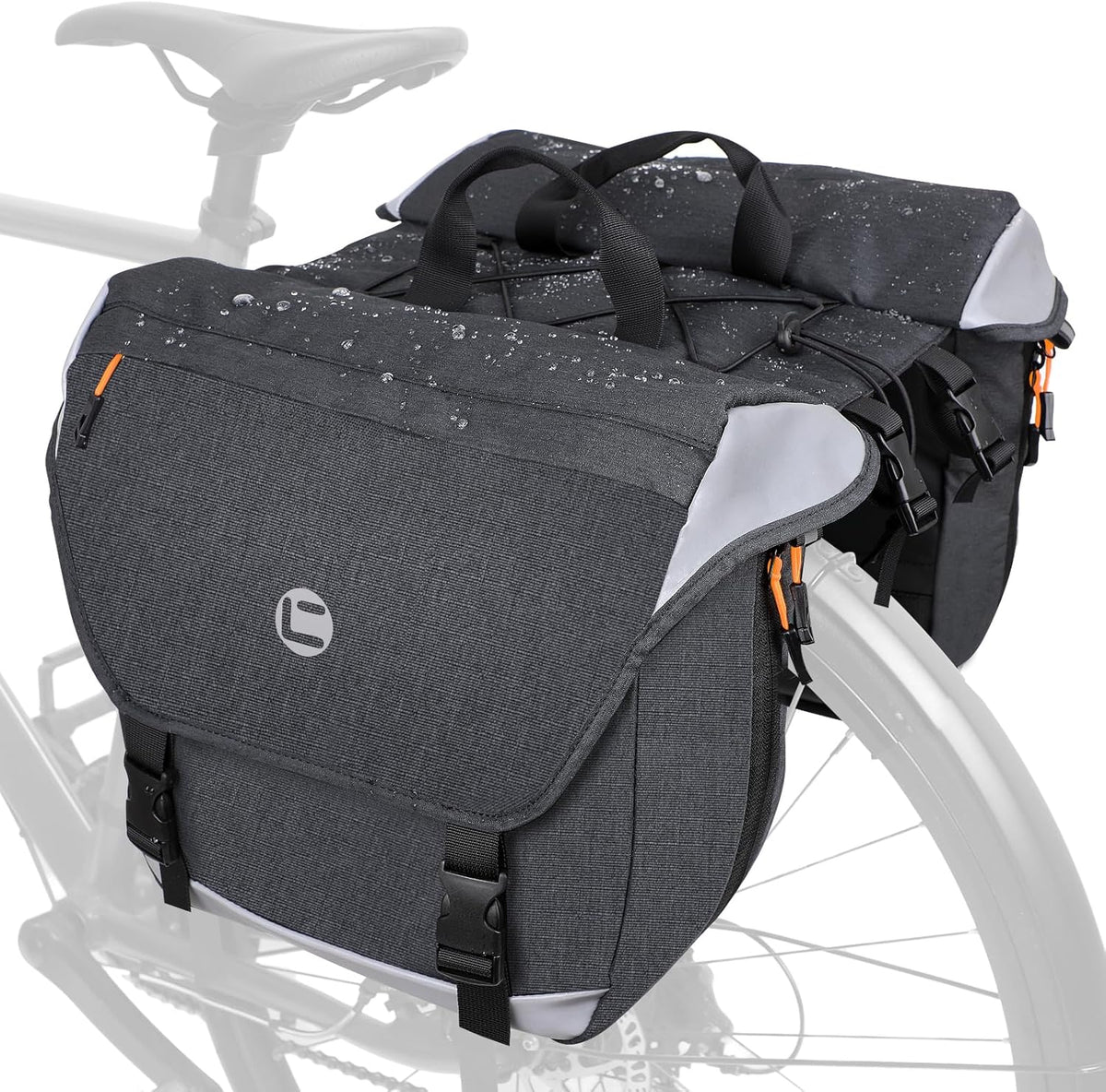 Bike Panniers, 35L Waterproof Panniers Bike Saddle Bags for Rear Rack, Expandable Double Bicycle Trunk Bag with Reflective Strips,E-Bike Accessories for Commute and Mountain Cycling Travel
