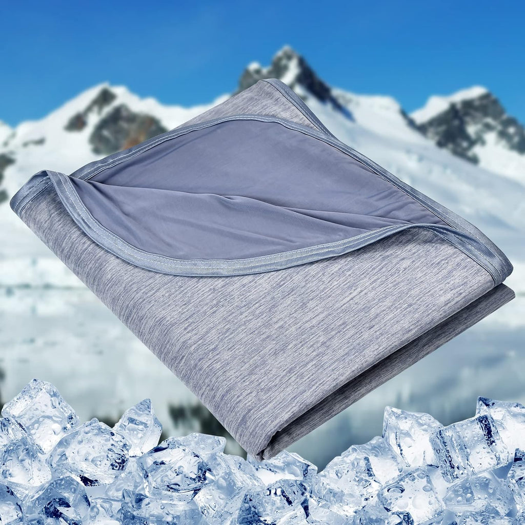 Cooling Blanket for Hot Sleepers Throw, Blue 50"X70" | Dual-Sided Mica Nylon Cool, Q-Max 0.439 Instant Cool, Lightweight & Breathable for Night Sweats & Menopause, Machine Washable