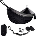 Camping Hammock - Portable Hammock Single Hammock Camping Accessories Gear for Outdoor Indoor Adult Kids, USA Based Brand (Black & Grey)