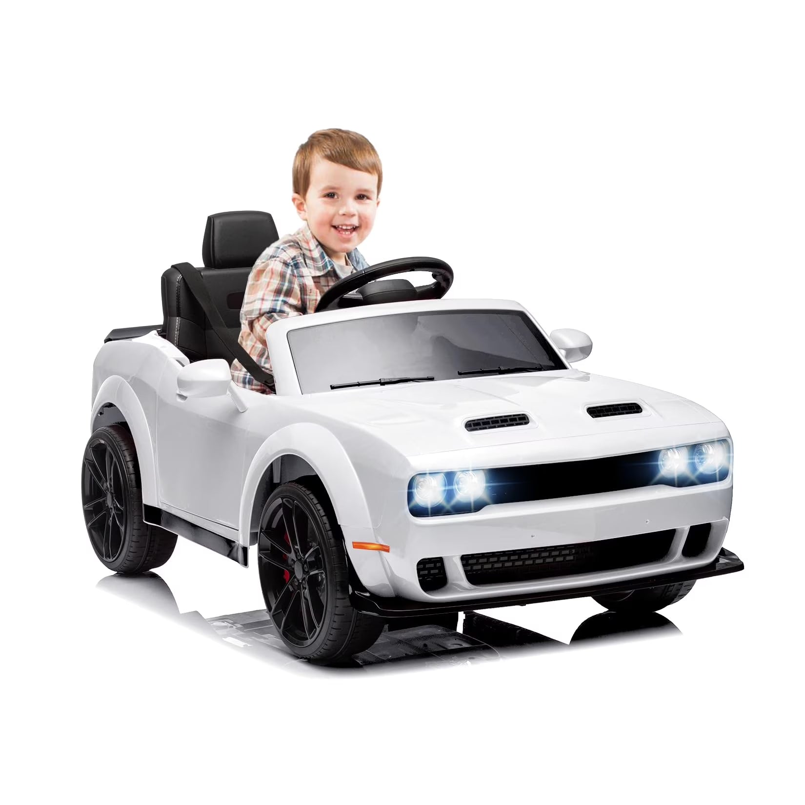 Kids Electric Car | Licensed Dodge Challenger Ride-On 12V Battery-Powered Vehicle with Remote, LED Lights, Bluetooth, MP3 for Boys and Girls,Christmas Gift for Kids