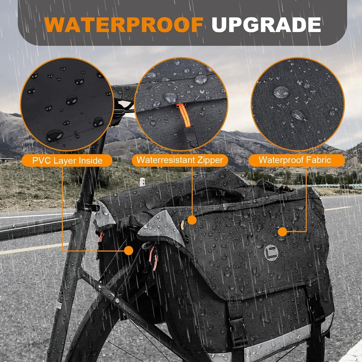 Bike Panniers, 35L Waterproof Panniers Bike Saddle Bags for Rear Rack, Expandable Double Bicycle Trunk Bag with Reflective Strips,E-Bike Accessories for Commute and Mountain Cycling Travel