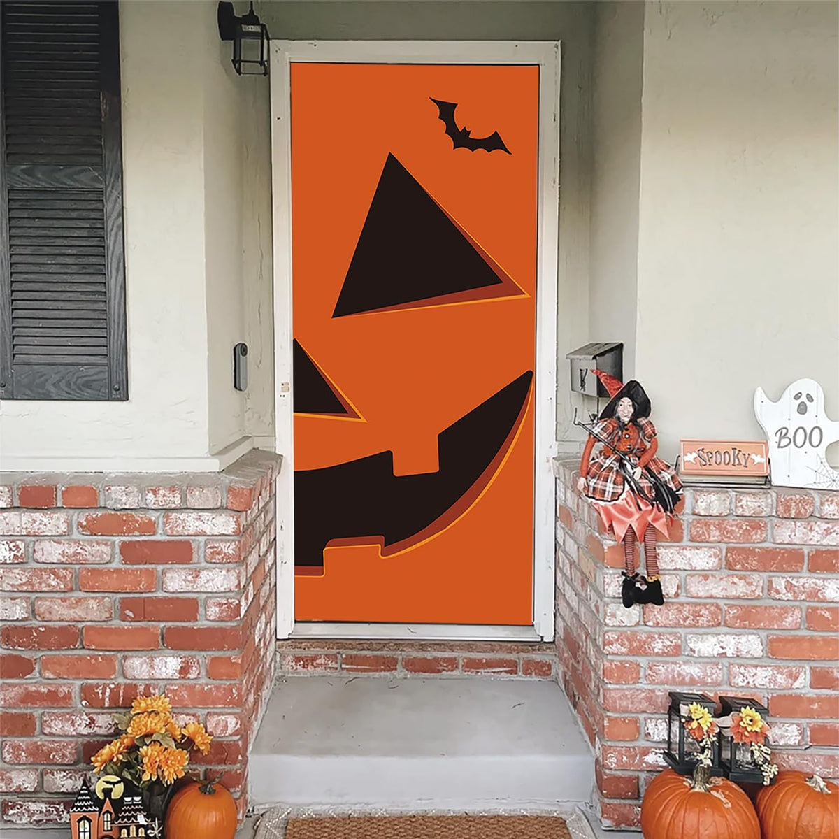 Halloween Pumpkin Door Covers Halloween Door Decorations Halloween Door Banner Halloween Decorations for Front Door Halloween Porch Sign for Halloween Party Decorations