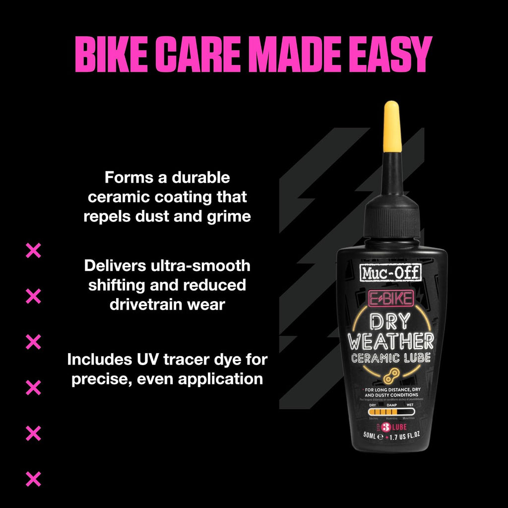 Ebike Dry Chain Lube, 1.7 Fl Oz - Bike Lube, Bike Chain Oil, Chain Wax for Dry Weather Conditions - Bike Lubricant for Electric Bikes | Ceramic Coating Bike Chain Oil for Electric Bikes, Reduces Friction and Excels in Dry Conditions
