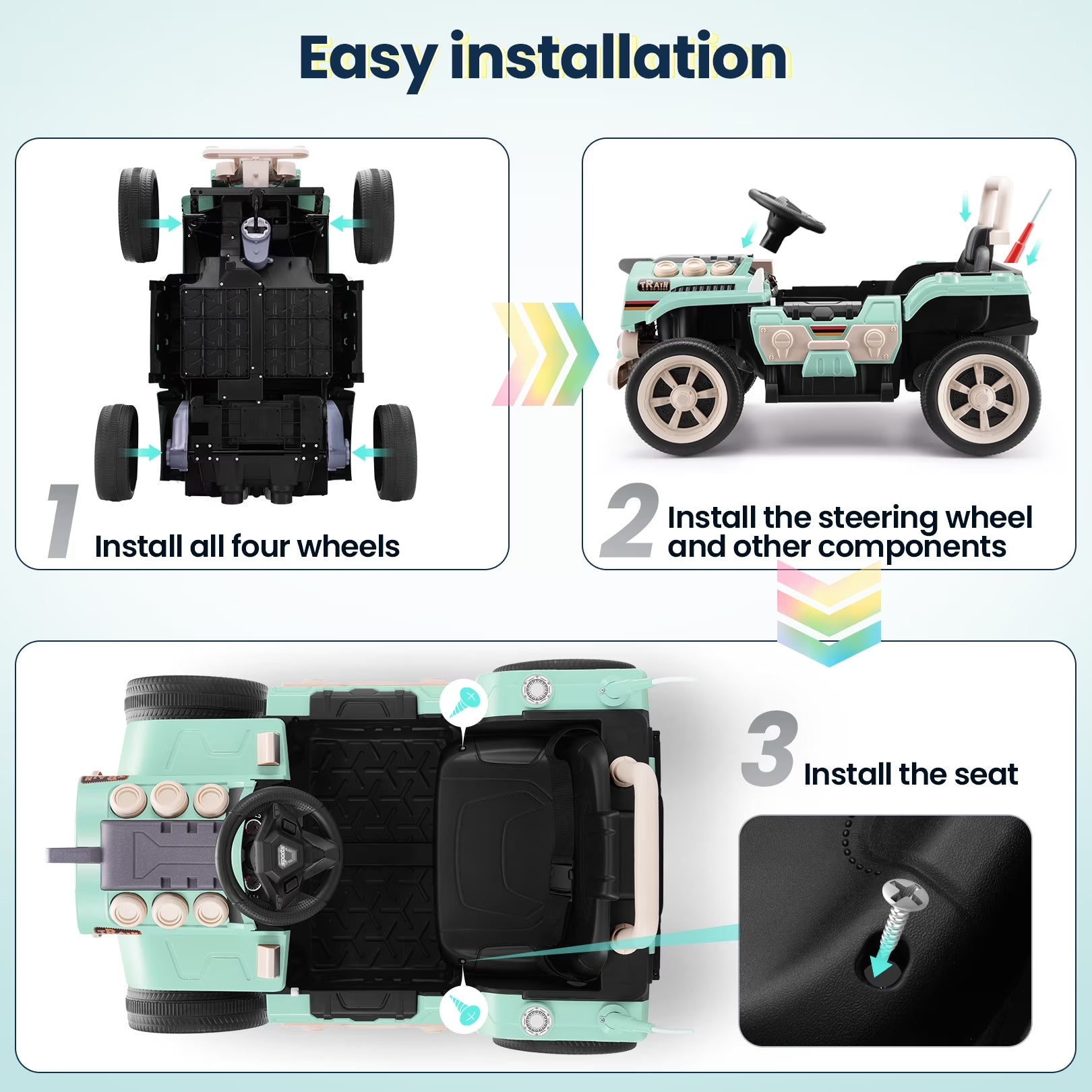 Ride on Train for Toddlers with Remote Control, Ride on Toys for Kids Ages 2-6, Electric Car for Kids with Music, Bluetooth, MP3 Player, Train Sound, Green