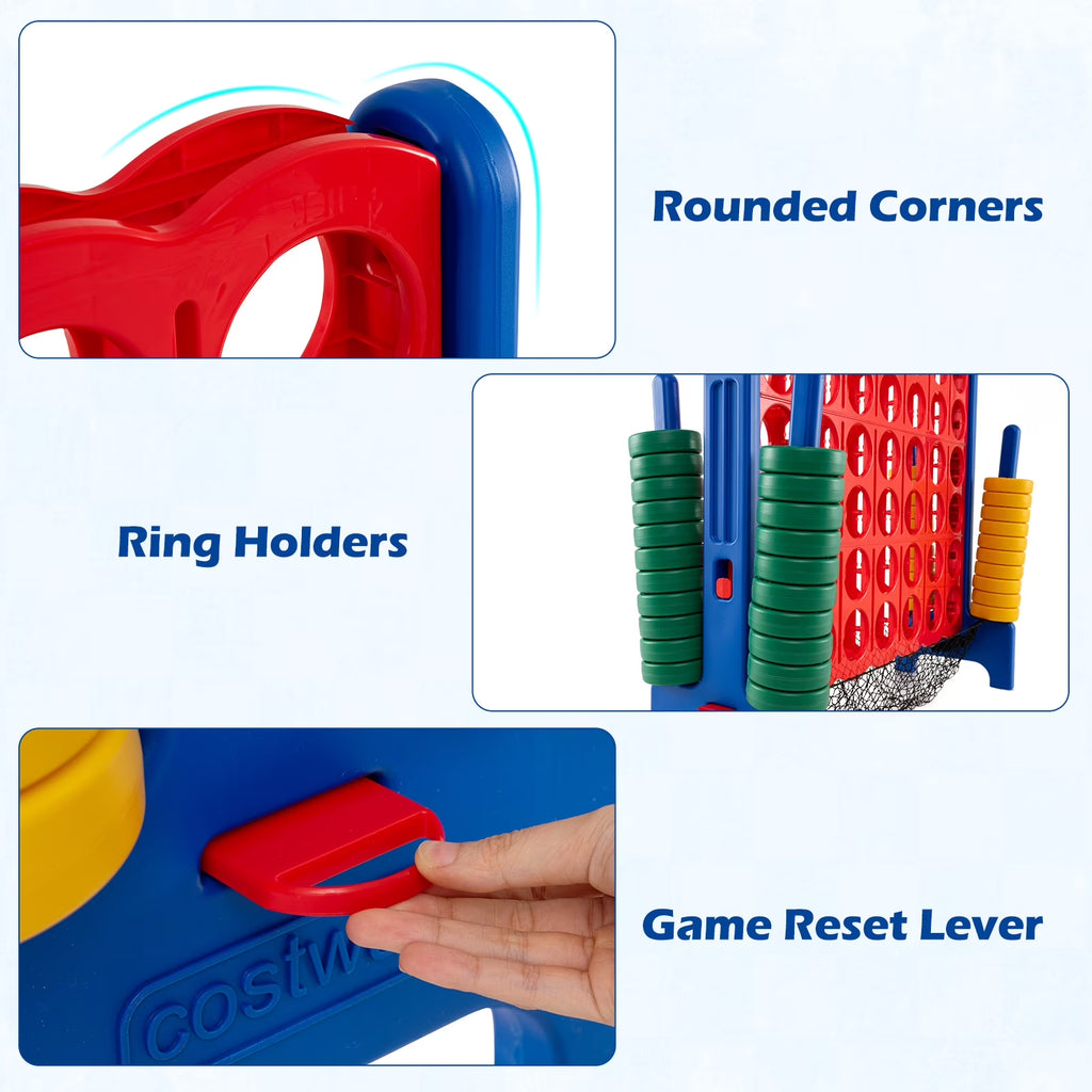 4-To-Score Giant Game Set 4-In-A-Row Connect Game with Storage Net for Kids & Adult