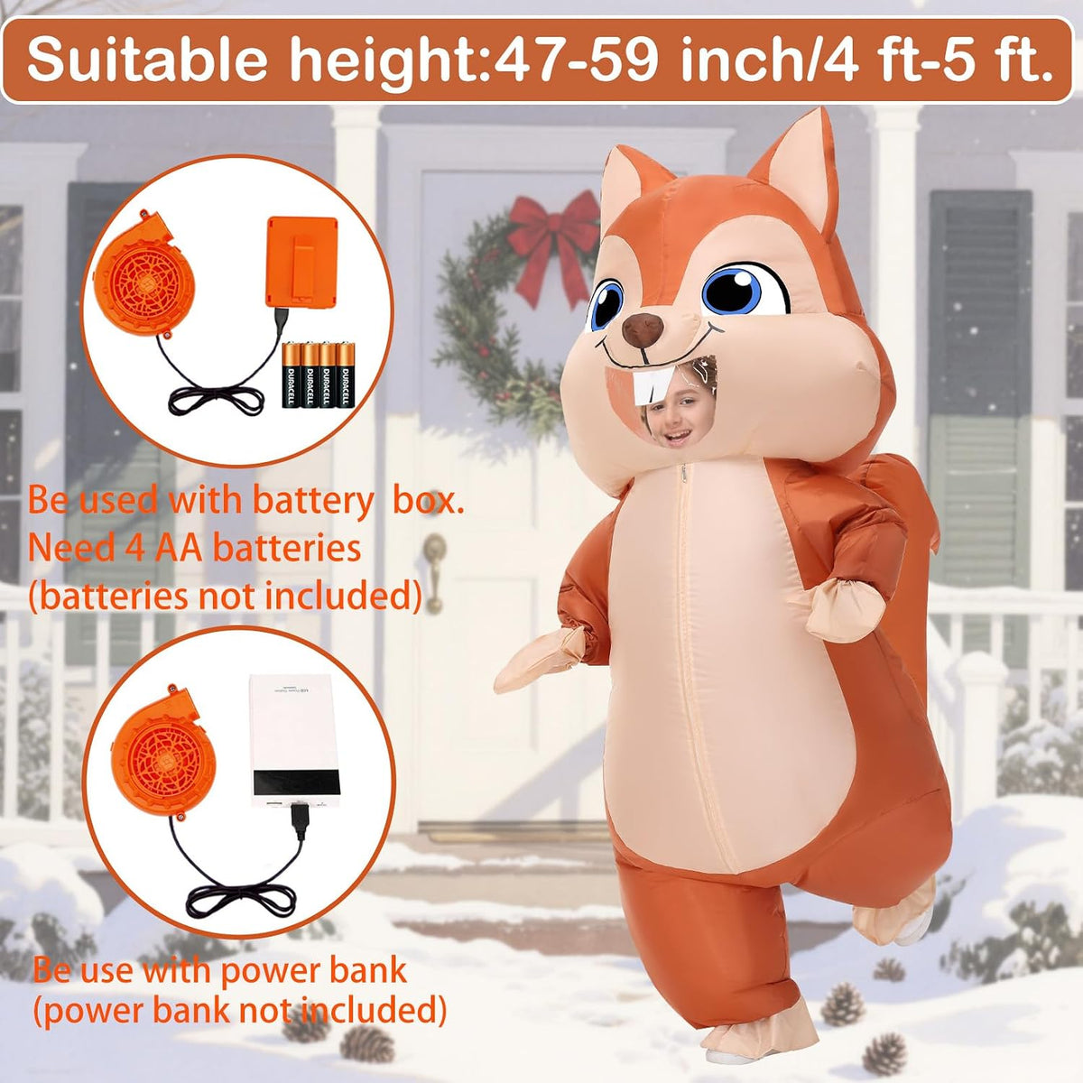 Inflatable Squirrel Costume Kids Thanksgiving Inflatable Costume Christmas Blow up Squirrel Costumes Halloween Inflatable Suit for Boys Girls