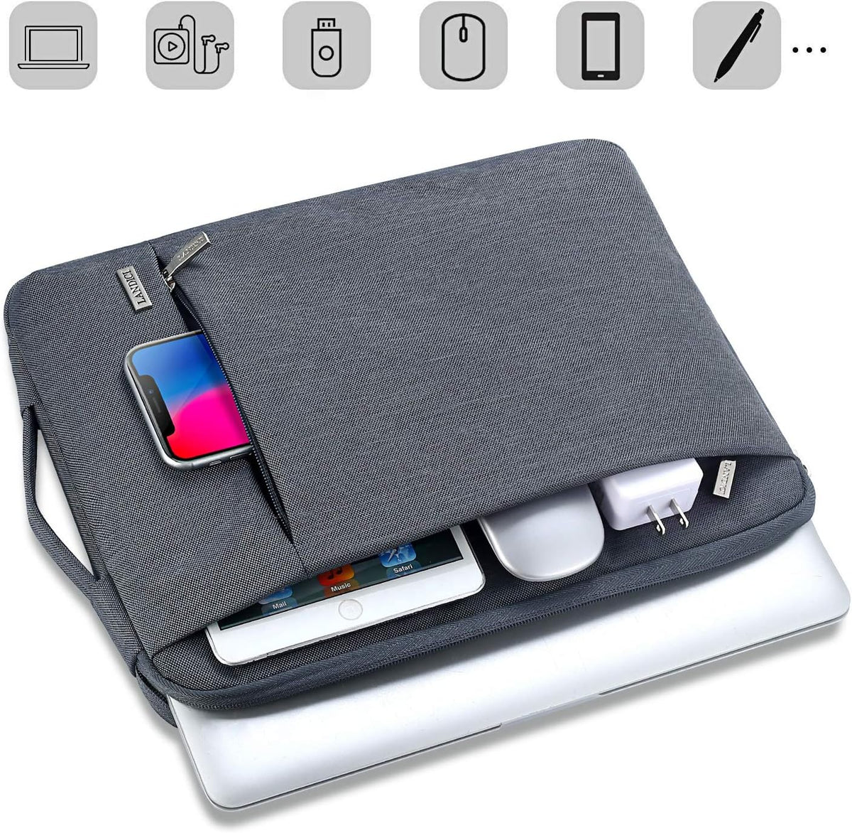 11.6 Inch Protective Laptop Sleeve for Surface Pro, Grey