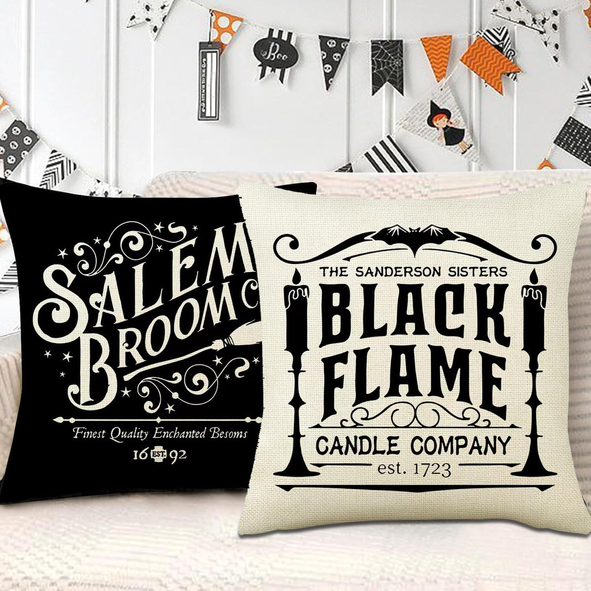 Halloween Decorations Pillow Covers 18X18 Set of 4 Halloween Decor Hocus Pocus Farmhouse Saying Fall Decor Pillows for Home Sofa Couch