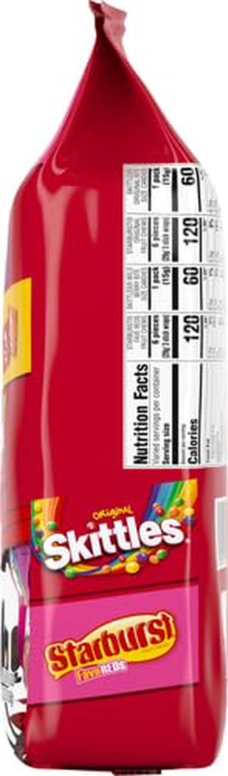 SKITTLES Original, SKITTLES Wild Berry & STARBURST Original and STARBURST Favereds Fun Size Chewy Candy Variety Bag, Party Size, 20.13 Oz Bulk Bag (Pack of 2)