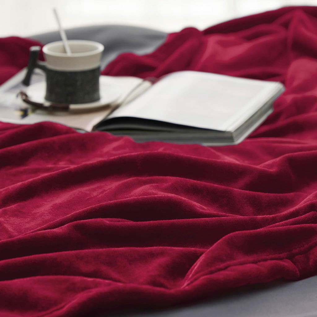 Bedsure Gentlesoft Fleece Throw Blanket Red - 300GSM Christmas Blankets for Couch, Sofa, Bed, Soft Lightweight Plush Cozy Throws for Toddlers, 50X60 Inches
