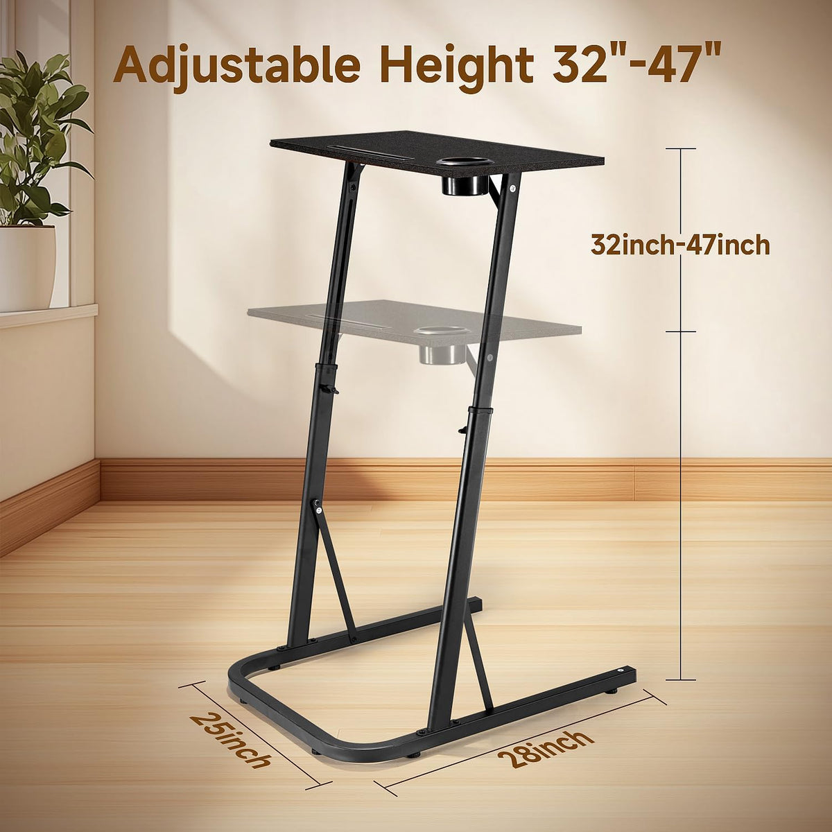 Adjustable Height Standing Desk for Walking Pad Treadmill，For Cycling | Stand Table for Treadmill Walking Pad, Bike/Walking Pad/Treadmill Trainer Desk Stand, Attachment, Bar for Walking Pad