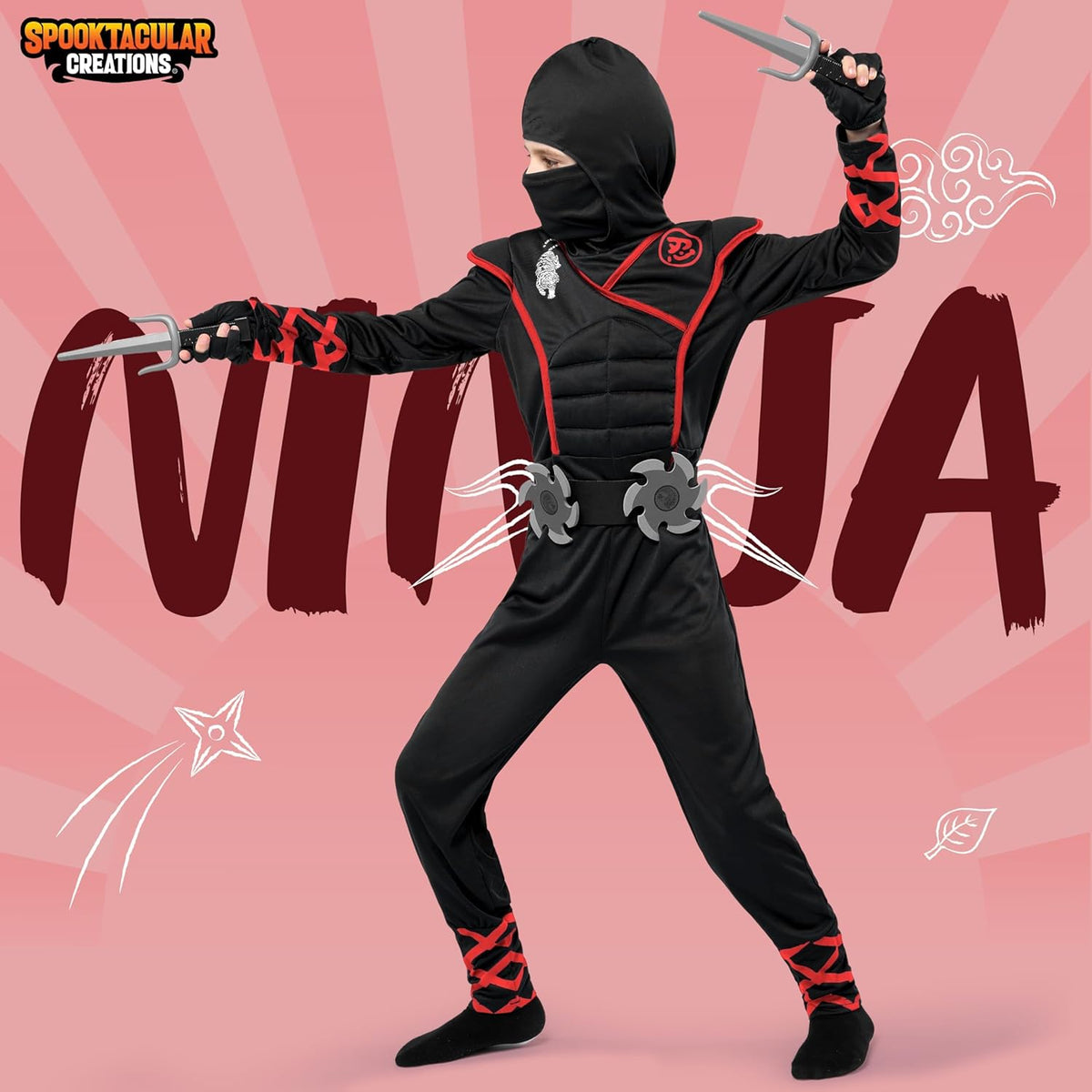 Halloween Ninja Costume, Ninja Outfit Set for Kids, Halloween Costumes for Boys Dress up Party