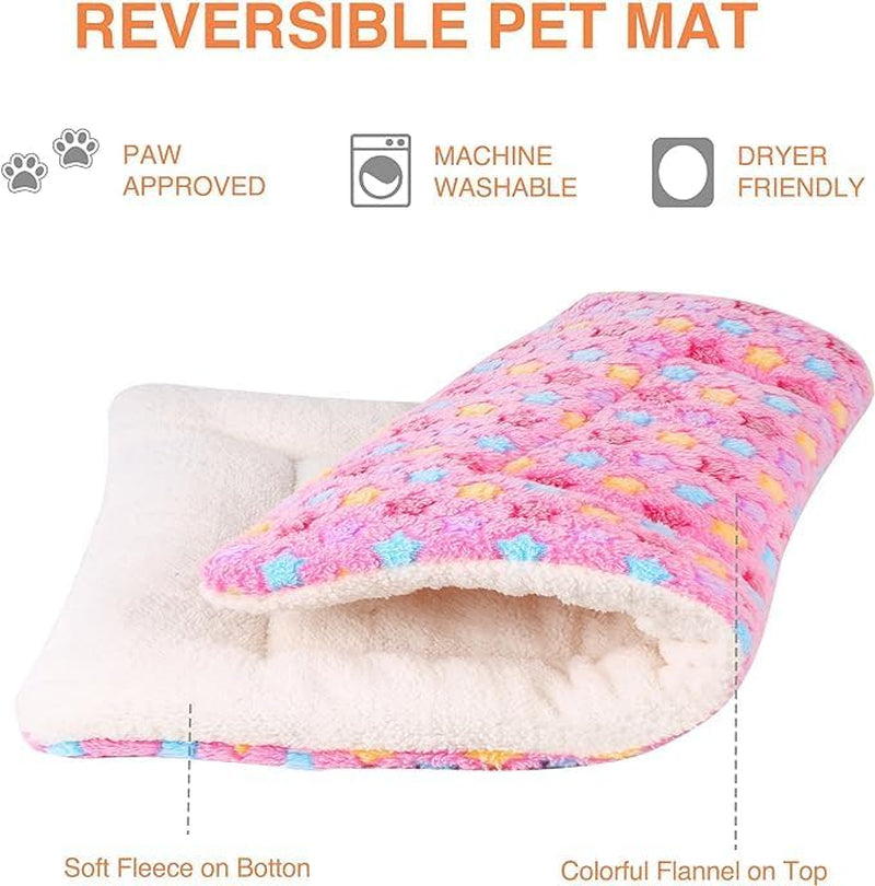 Dog Crate Pad Bed Ultra Soft Pet Mat Star Print Pink 29 X 21 Inch | Washable Crate Mat for Small Medium Large Dogs, Reversible Fleece Dog Crate Kennel Mat Flat Cat Bed Liner