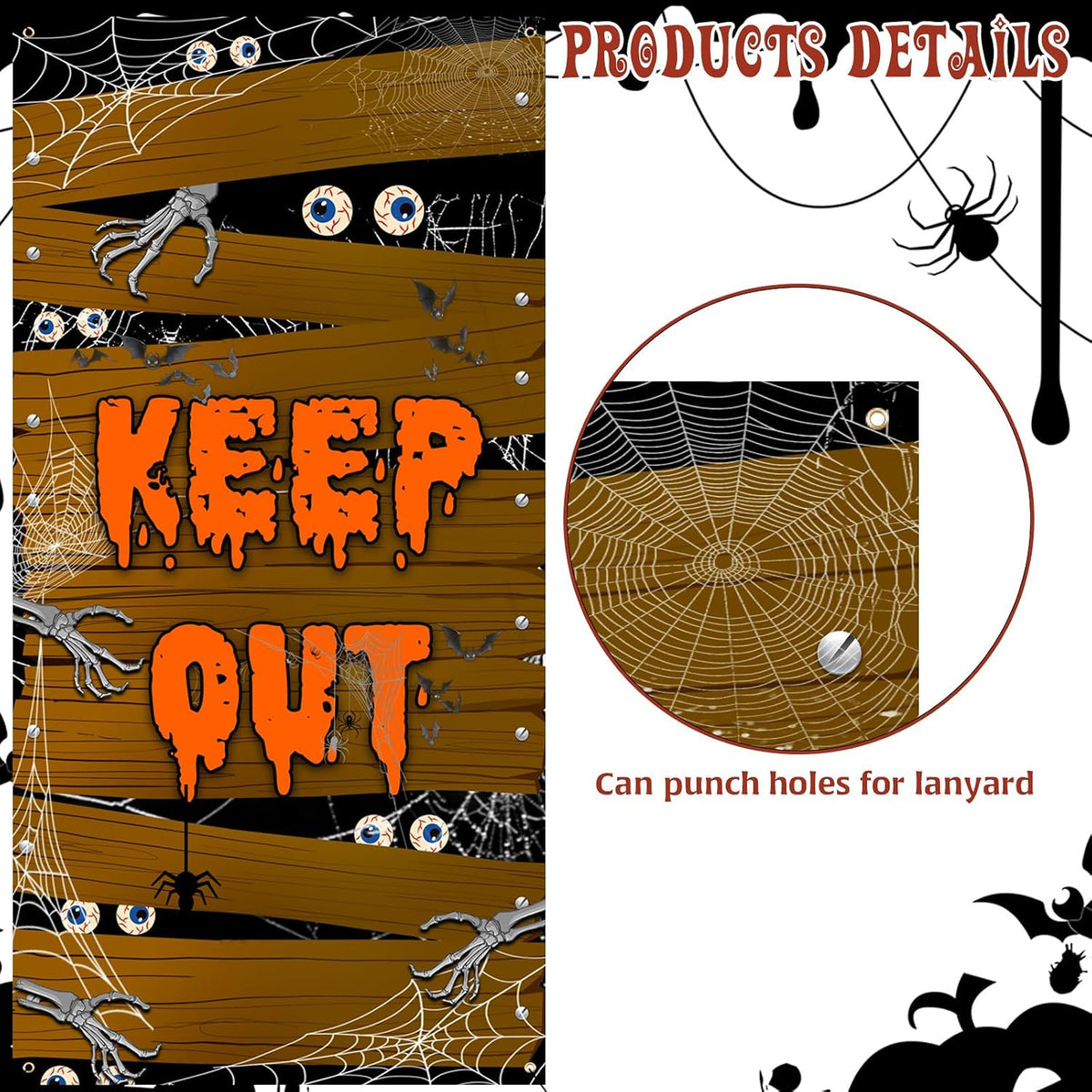 Halloween Door Cover Decorations Halloween Door Fabric Decor Door Covers Scary Halloween Decorations ，Cute Halloween Outdoor Indoor Decorations for Doors, Windows and Various Halloween Scenes