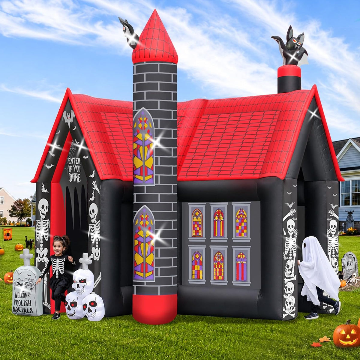 10FT Halloween Inflatable Archway,L-Shape Haunted House Inflatable