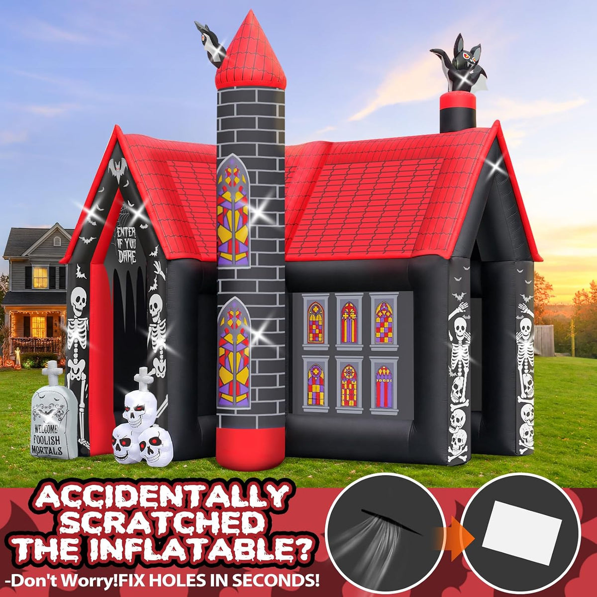10FT Halloween Inflatable Archway,L-Shape Haunted House Inflatable