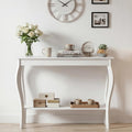 39" Narrow Entryway Table with Storage Shelf, White | Console Table with Curved Legs, Chic Accent Sofa Table with Shelves for Entryway, Living Room, Hallway