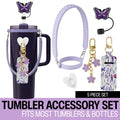 Butterfly Love Tumbler Accessory Set, Purple Handle, Straw Topper & More