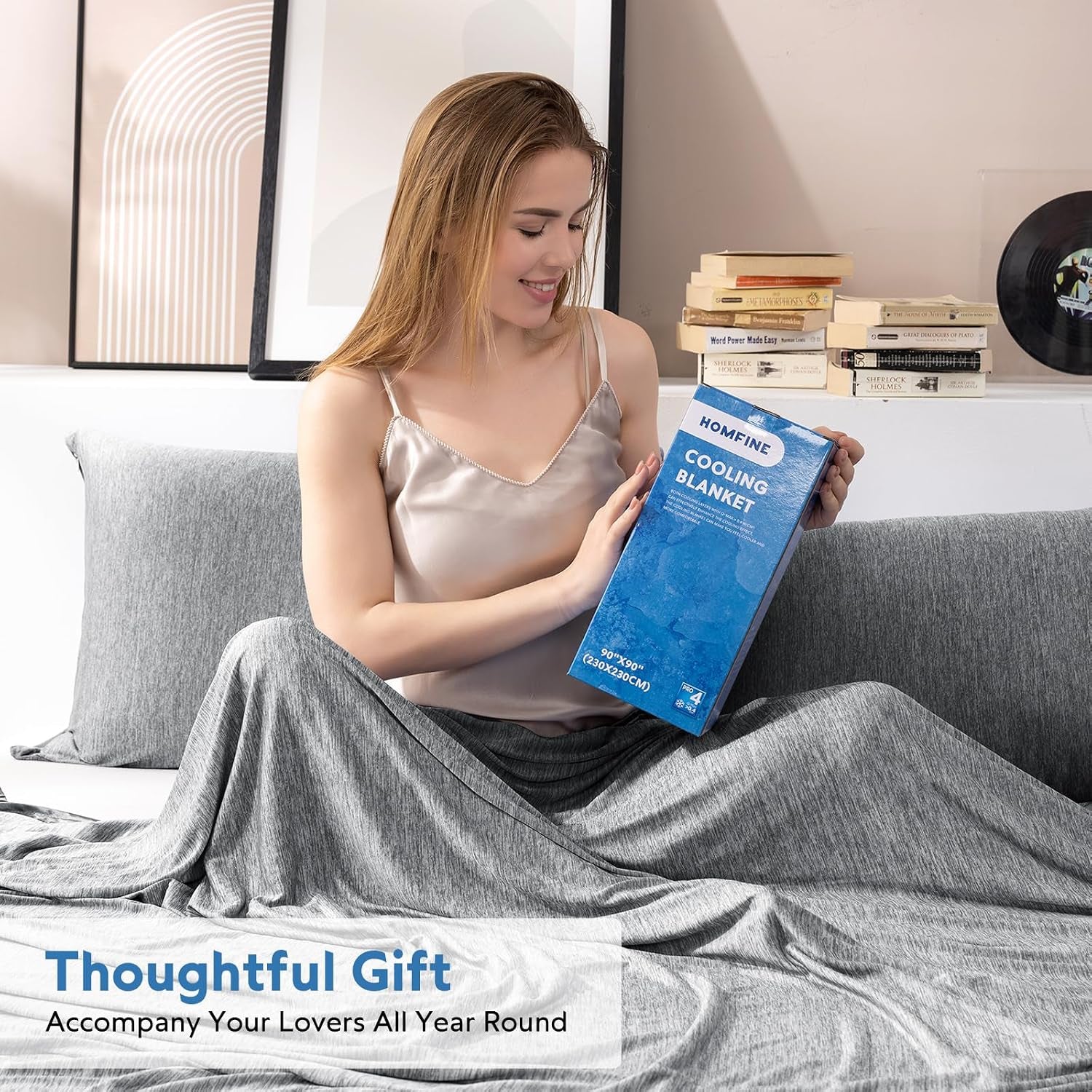 Cooling Blanket for Hot Sleepers Throw, Black 50"X70" | Dual-Sided Mica Nylon Cool, Q-Max 0.439 Instant Cool, Lightweight & Breathable for Night Sweats & Menopause, Machine Washable