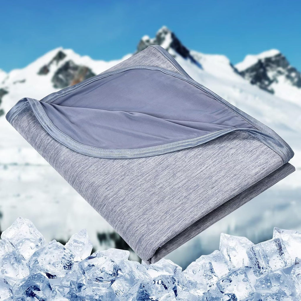 Cooling Blanket for Hot Sleepers Oversized Size, Blue 120"X120" | Dual-Sided Mica Nylon Cool, Q-Max 0.439 Instant Cool, Lightweight & Breathable for Night Sweats & Menopause, Machine Washable