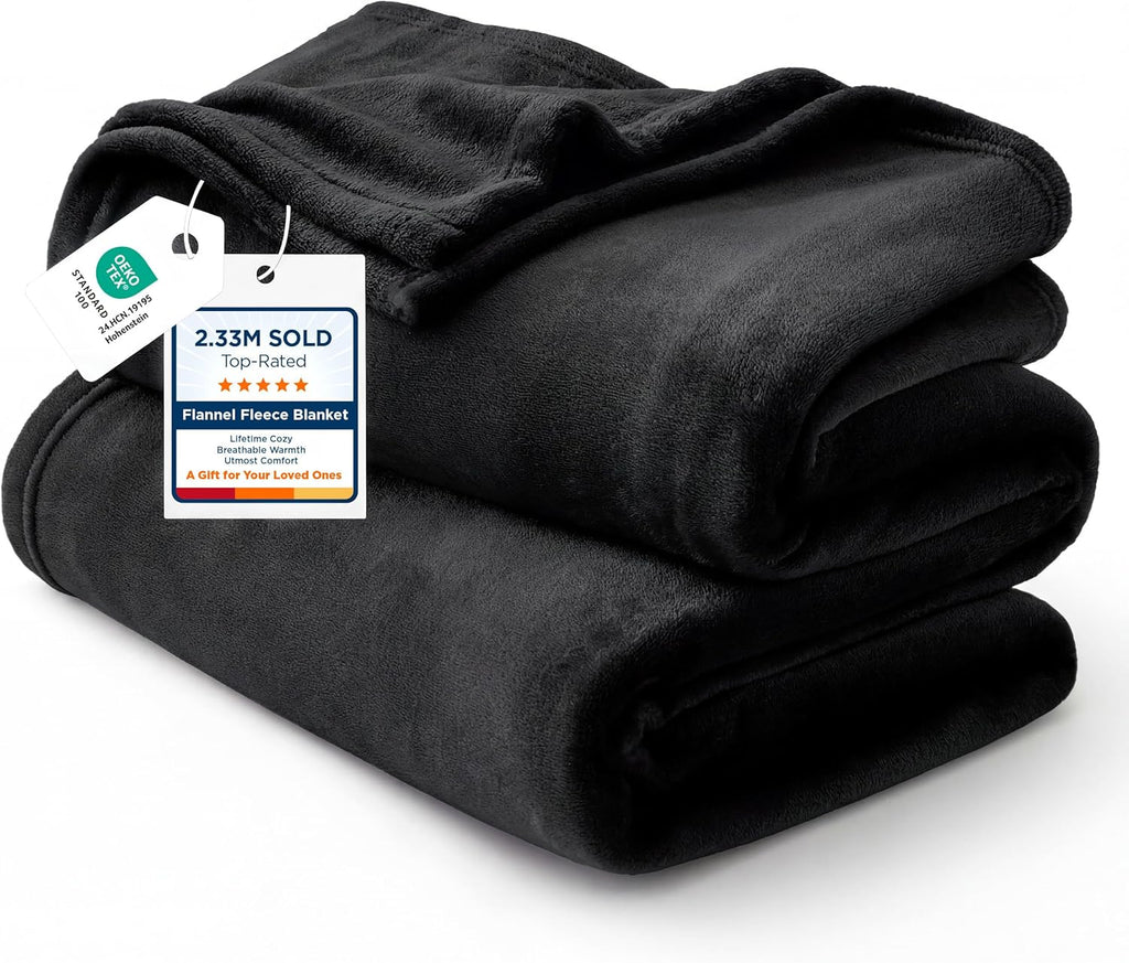 Bedsure Gentlesoft Fleece Throw Blanket for Couch Black - Lightweight Plush Fuzzy Cozy Soft Halloween Blankets and Throws for Sofa, 50X60 Inches