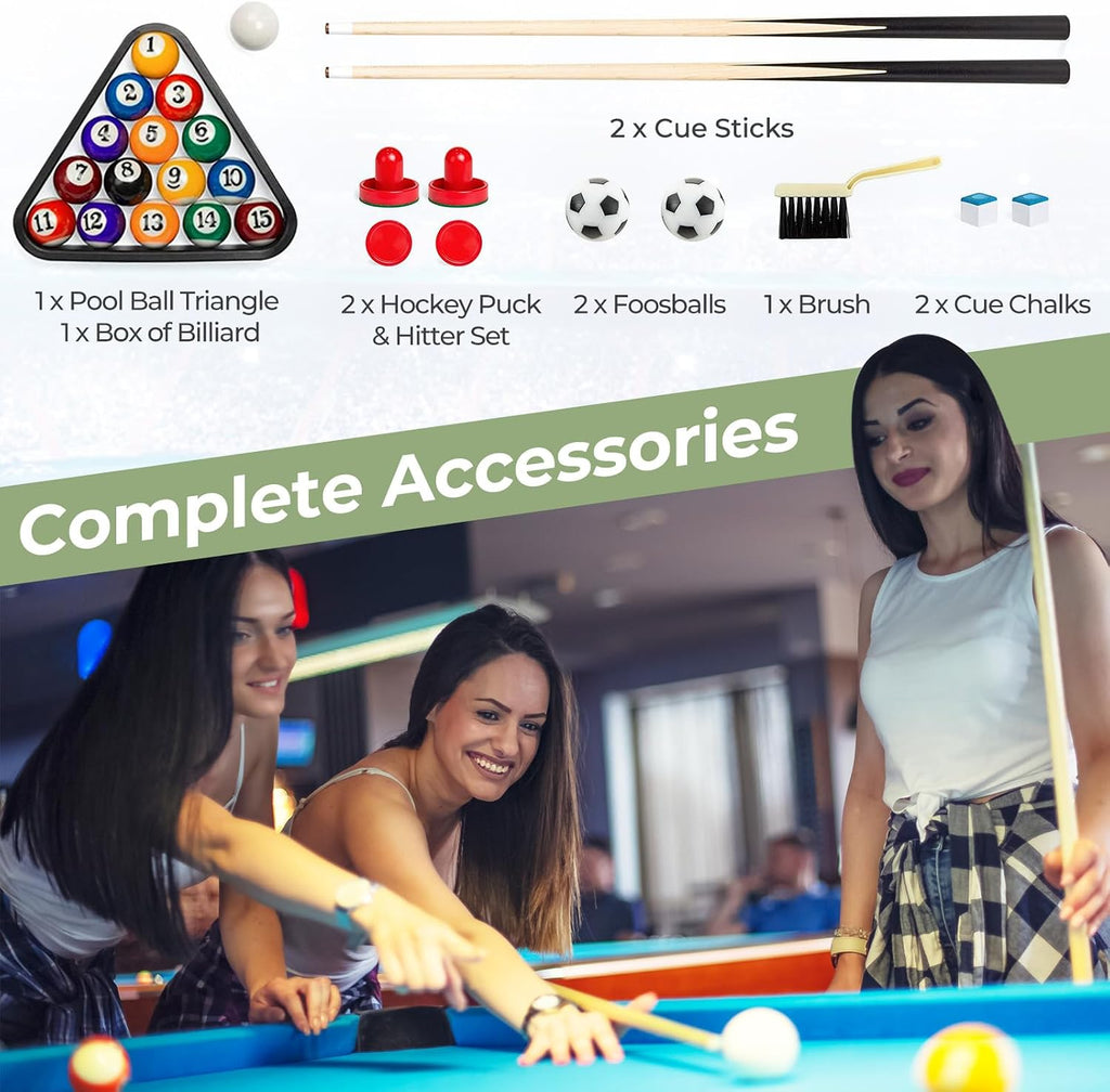3-In-1 Multi Game Table, 48 Inch Combination Game Tables with Foosball, Hockey, Billiards, Combo Game Table Set for Adults Kids Gifts Family Night Arcade Game Room