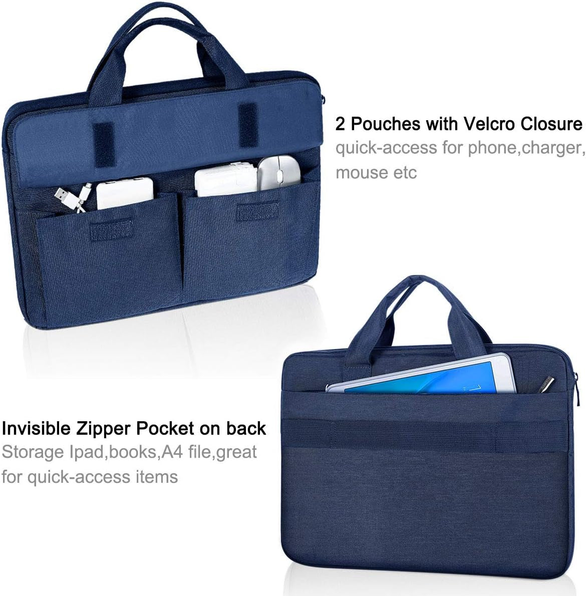 15.6 Inch Laptop Bag with Shoulder Strap, Water-Resistant, Blue