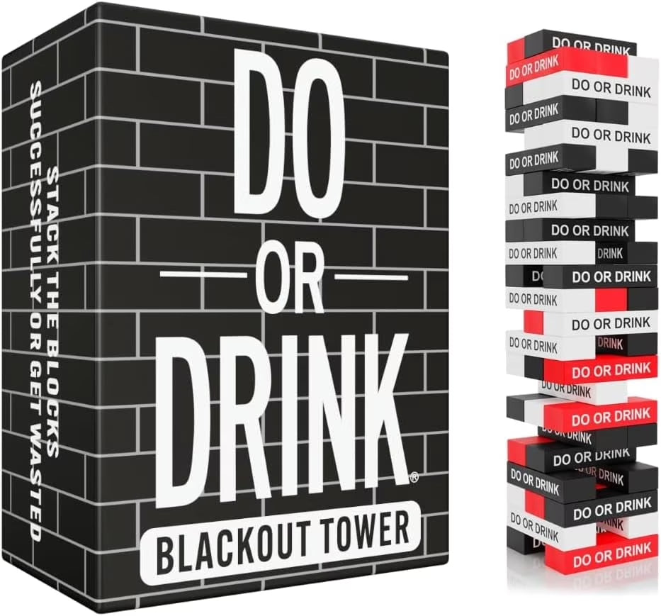 Blackout Tower Game Night Drinking Games for Adults with 54 Blocks and Challenges