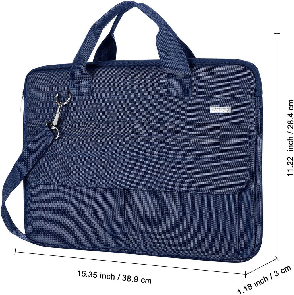 15.6 Inch Laptop Bag with Shoulder Strap, Water-Resistant, Blue