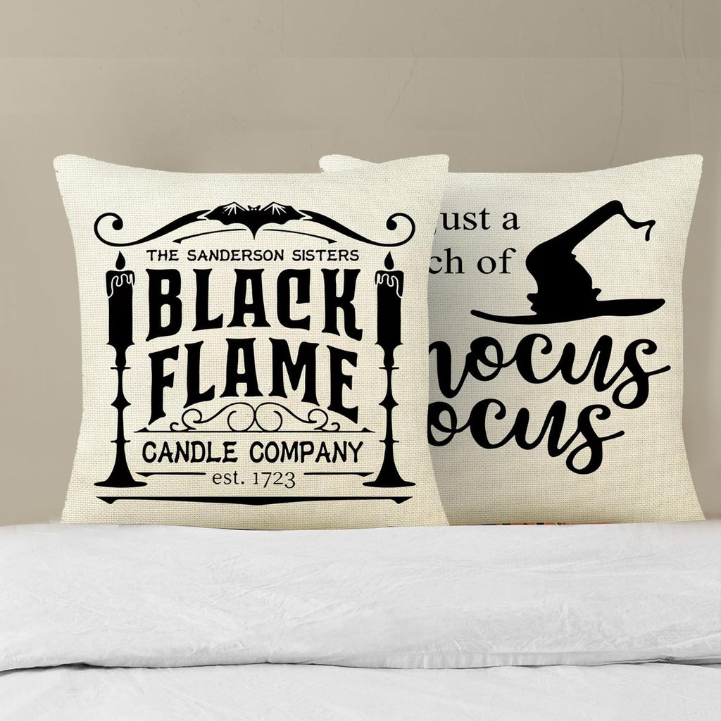 Halloween Decorations Pillow Covers 18X18 Set of 4 Halloween Decor Hocus Pocus Farmhouse Saying Fall Decor Pillows for Home Sofa Couch