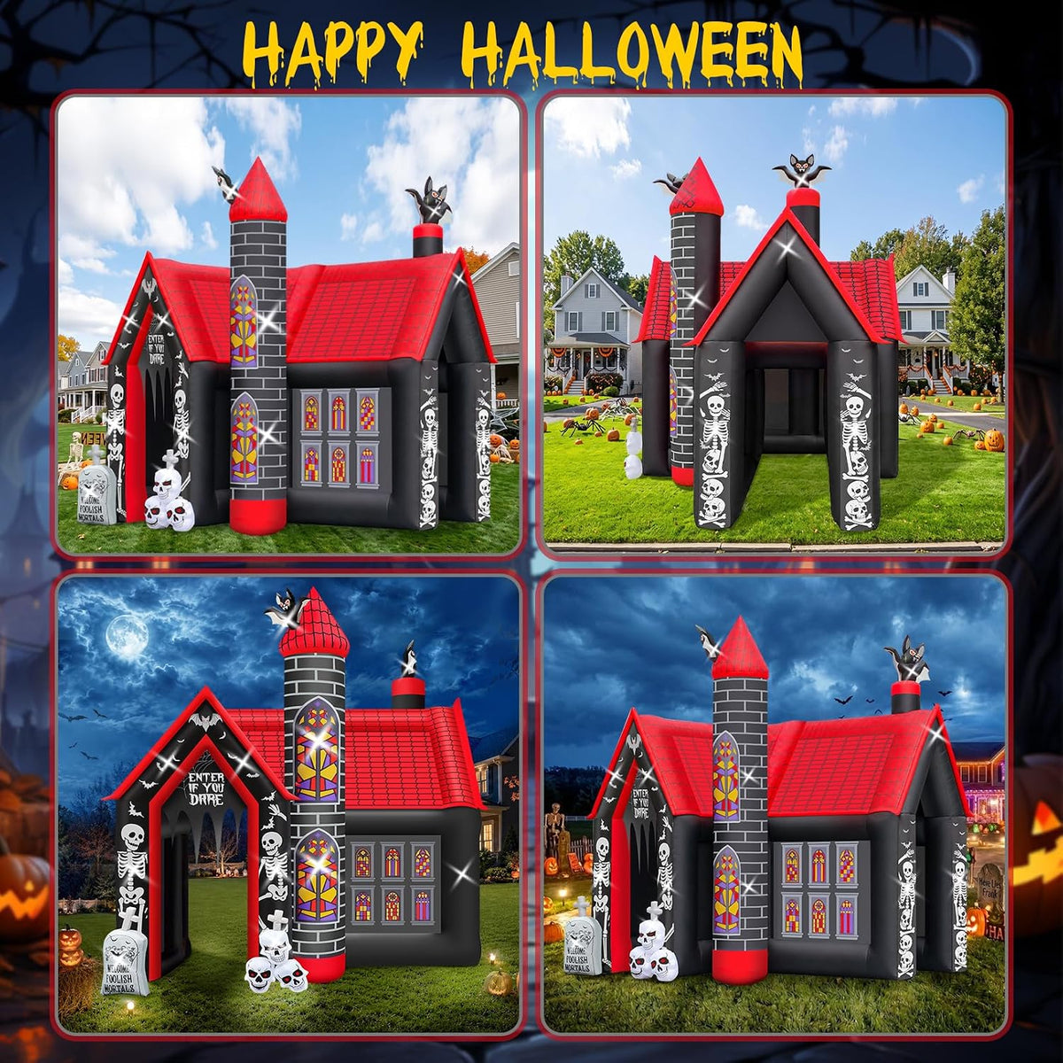 10FT Halloween Inflatable Archway,L-Shape Haunted House Inflatable
