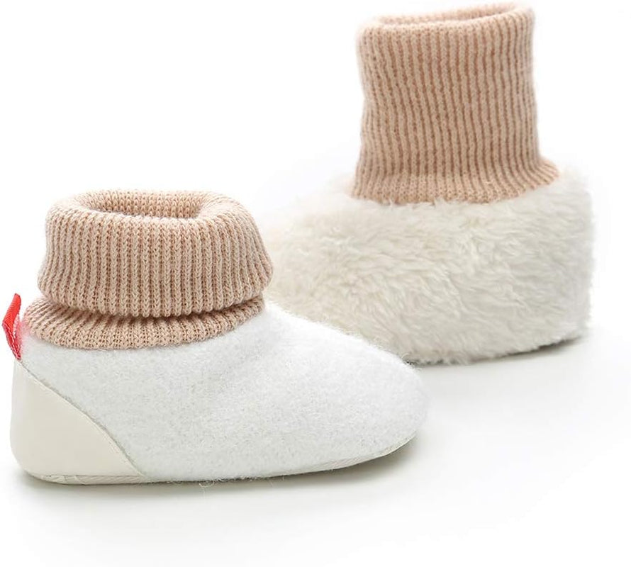 Baby Boy Girl Fleece Booties Newborn Cozy Winter Warm Socks Toddler Non-Slip Soft Sole Crib Shoes…