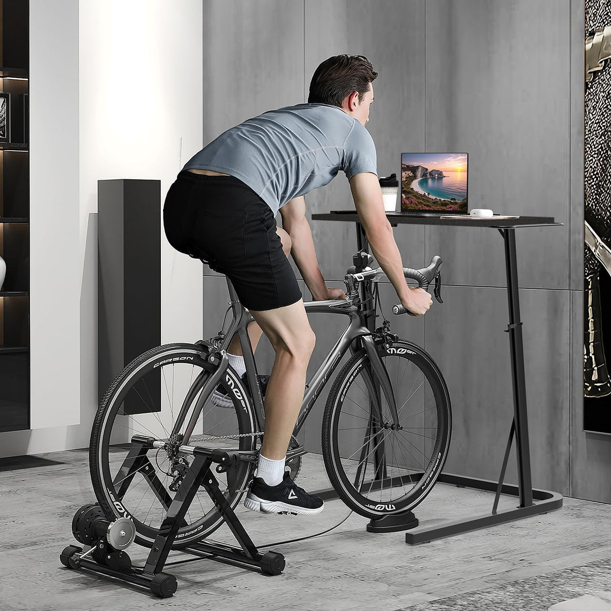 Adjustable Height Standing Desk for Walking Pad Treadmill，For Cycling | Stand Table for Treadmill Walking Pad, Bike/Walking Pad/Treadmill Trainer Desk Stand, Attachment, Bar for Walking Pad