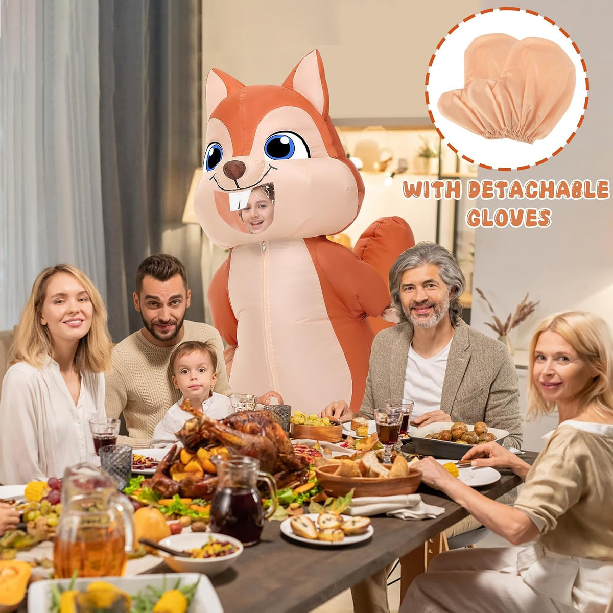 Inflatable Squirrel Costume Kids Thanksgiving Inflatable Costume Christmas Blow up Squirrel Costumes Halloween Inflatable Suit for Boys Girls