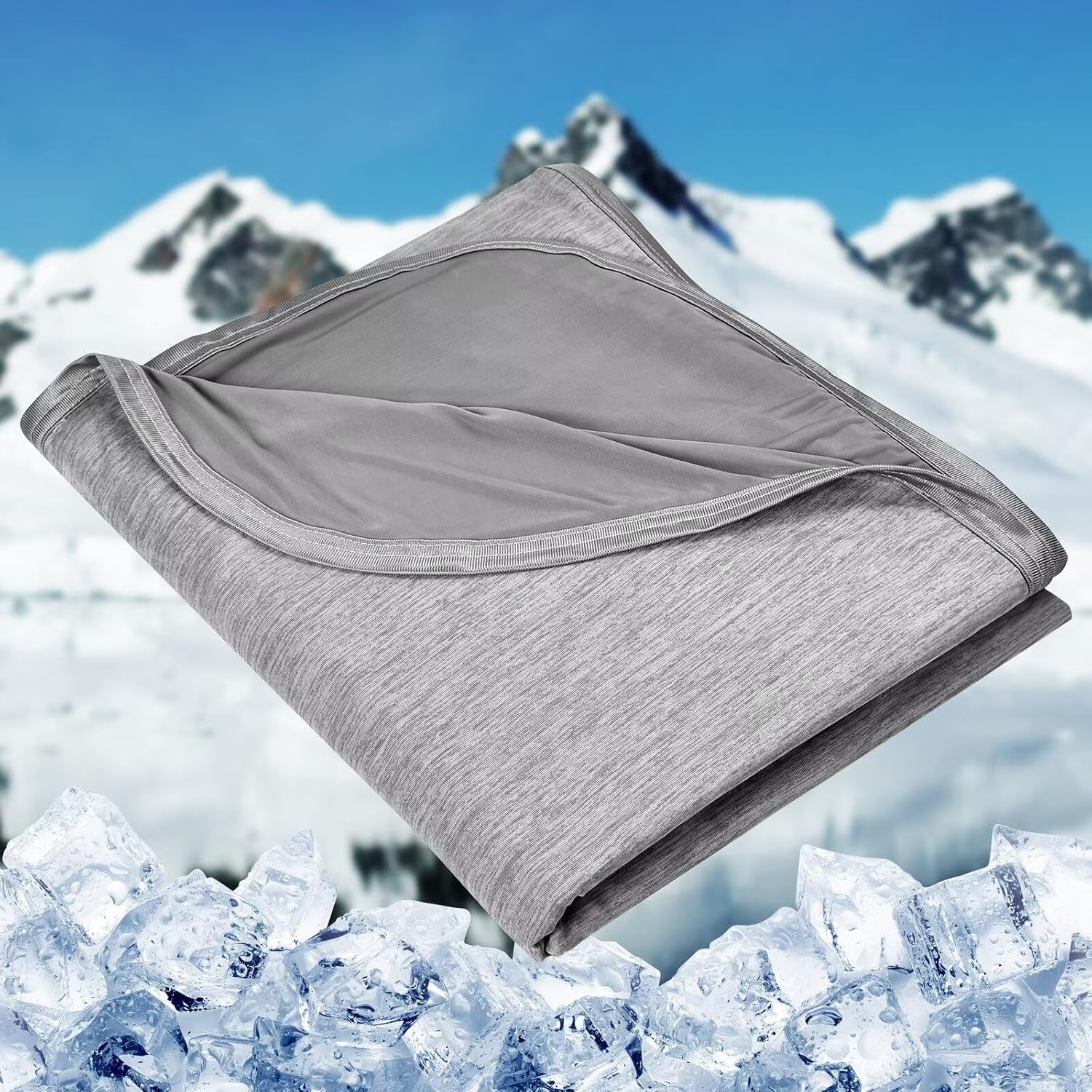 Cooling Blanket for Hot Sleepers Oversized Size, Grey 120"X120" | Dual-Sided Mica Nylon Cool, Q-Max 0.439 Instant Cool, Lightweight & Breathable for Night Sweats & Menopause, Machine Washable
