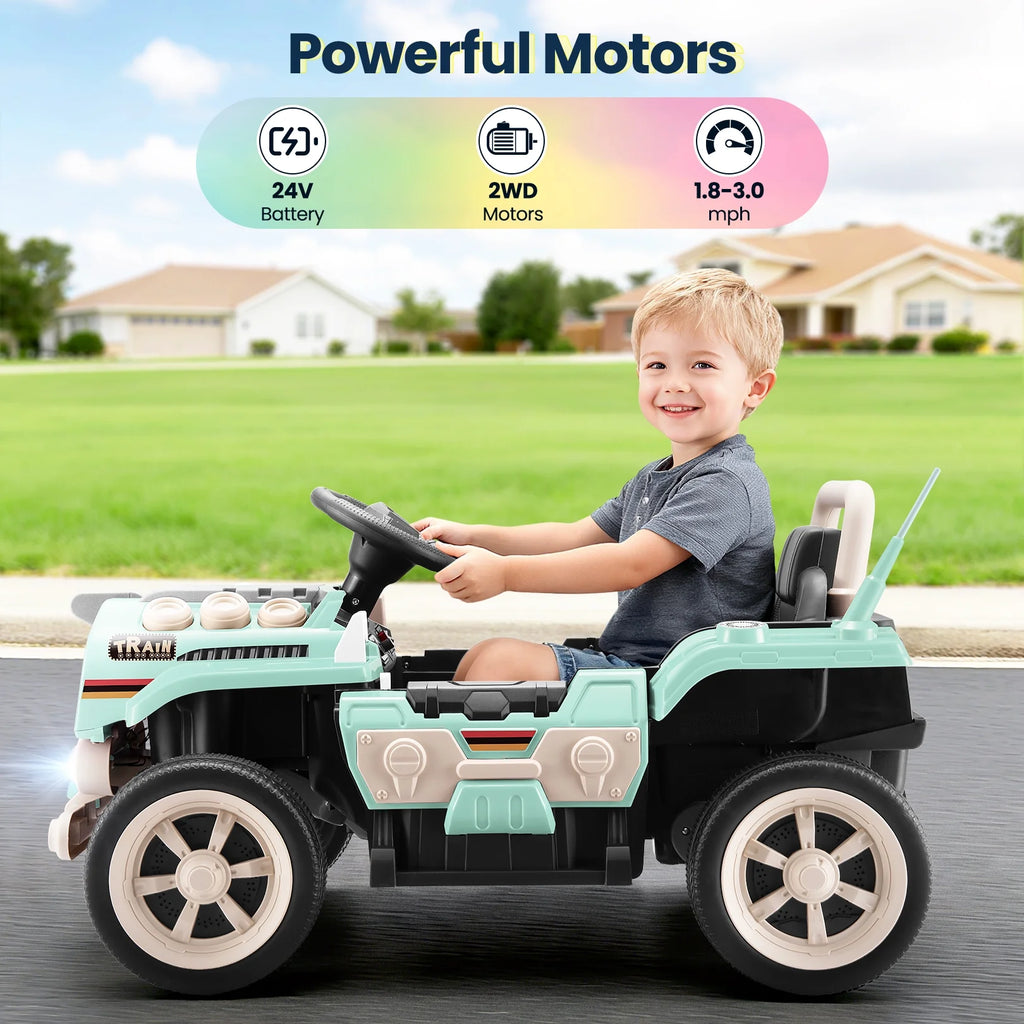 Ride on Train for Toddlers with Remote Control, Ride on Toys for Kids Ages 2-6, Electric Car for Kids with Music, Bluetooth, MP3 Player, Train Sound, Green