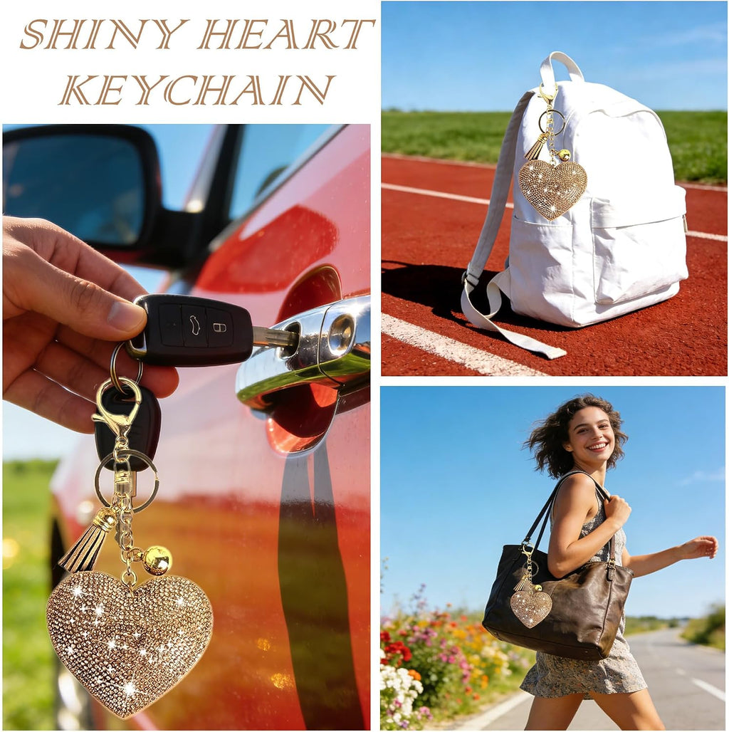 Accessories Set for Owala, Diamond Boot(Champagne, Freesip19Oz/Sway 30Oz) | 5PCS Glitter Water Bottle Accessories with Heart Charm Keychain, Diamond Handle Strap & Silicone Boot for Daily Use