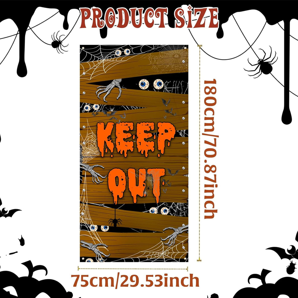 Halloween Door Cover Decorations Halloween Door Fabric Decor Door Covers Scary Halloween Decorations ，Cute Halloween Outdoor Indoor Decorations for Doors, Windows and Various Halloween Scenes