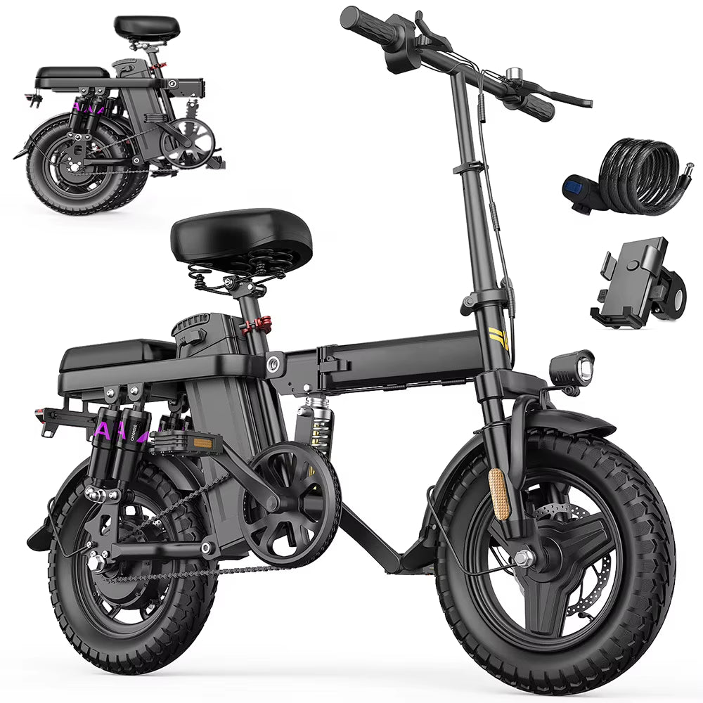 US Warehouse for Certified Folding Electric Bike 10Ah Battery Rear Hub All-Terrain Comfort & Bumpy Road Master