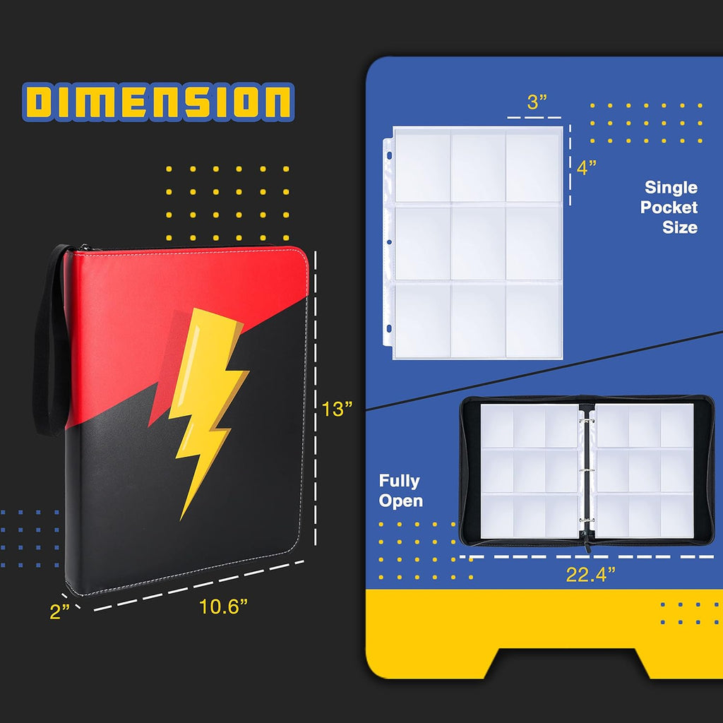 9 Pocket Waterproof Trading Card Binder, Trading Album Display Holder, Expandable, 720 Double Sided Pocket Album, Compatible with Yugioh, MTG and Other TCG Cards